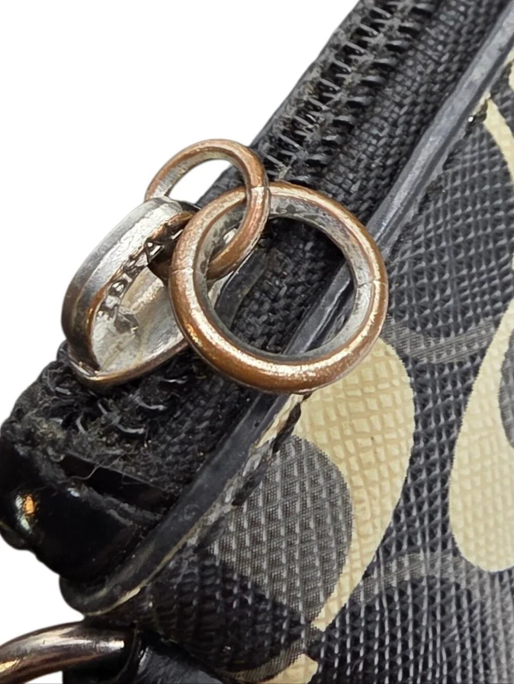Coach Black & Tan Signature Zip Wristlet Wallet